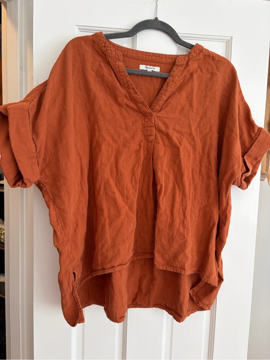 Madewell Tops - Madewell Rust Orange Gauze Peasant Blouse